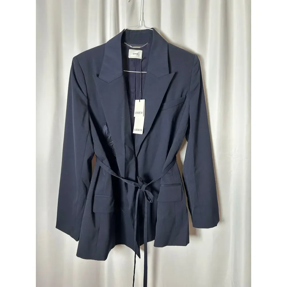 ERDEM Flower Double-Breasted Belted Wool Blazer - Picture 8 of 10